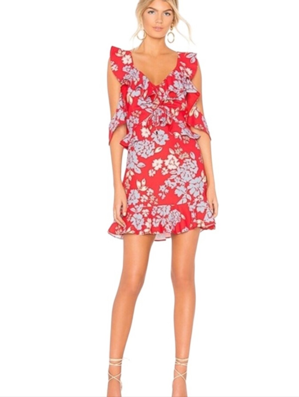 C/MEO Collective Red Floral Ruffled Mini Dress - Picture 4 of 12
